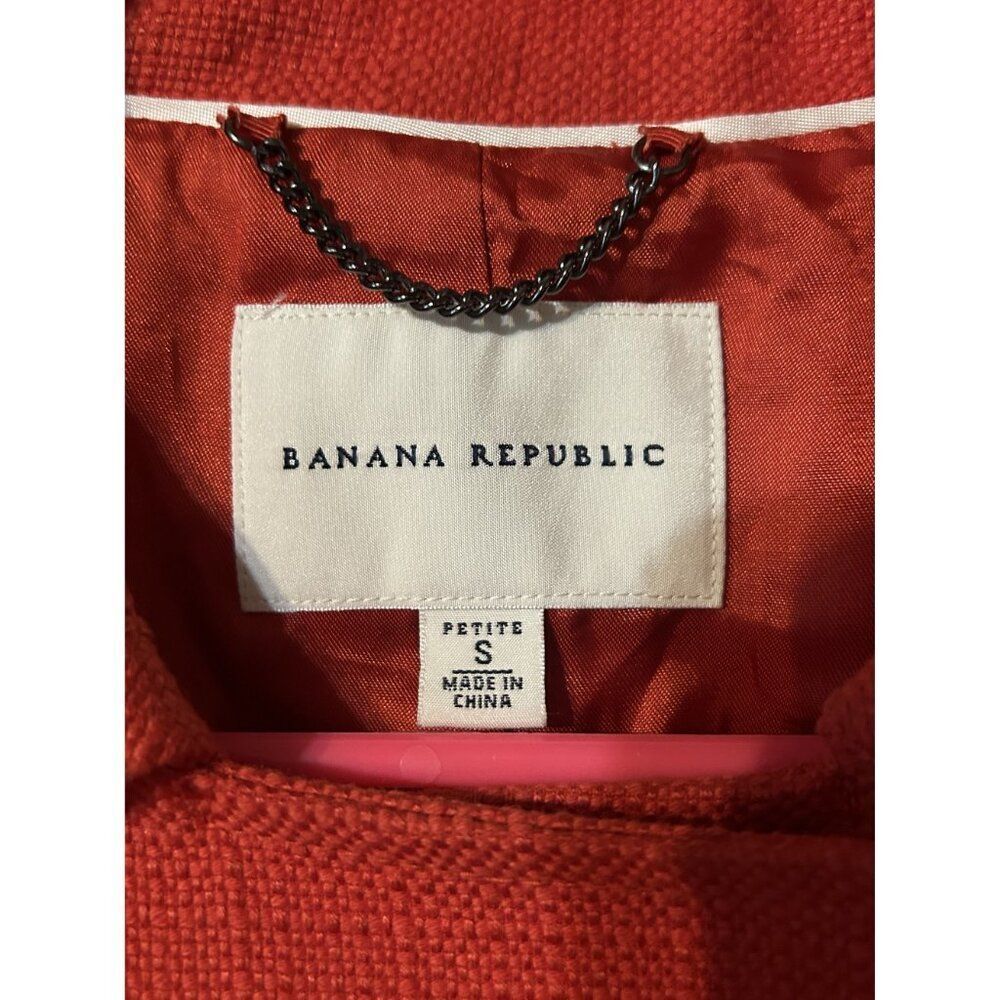 Banana Republic Women's Red Double-Breasted Peacoat Petite S Cotton & Ramie Blen - Picture 2 of 6